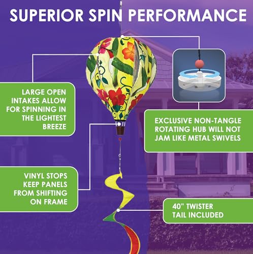 Premier Kites 18” Pop-Open Hot Air Balloon Hummingbirds – Durable Oxford Fabric, Reinforced Fiberglass Frame, Easy Click-Lock Assembly, Heavy-Duty Non-Tangle Hub, Outdoor Wind Spinner Decoration by Premier Kites - Image 4