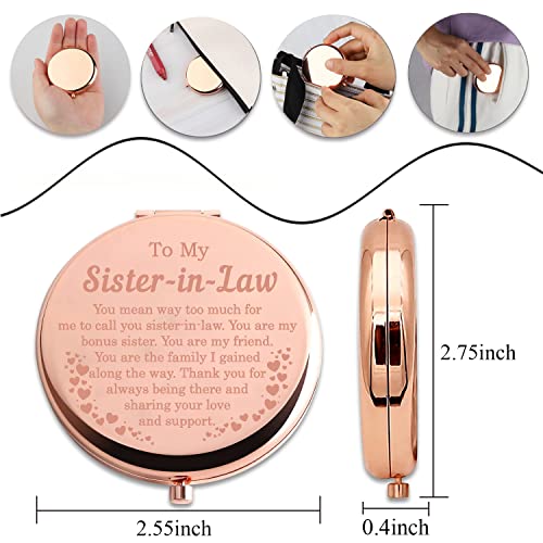 PLITI Sister In Law Compact Mirror Bonus Sister Gift Unbiological Sister Gift To My Sister In Law Inspirational Pocket Mirror (Sister-in-Law CMrg U) - Image 2