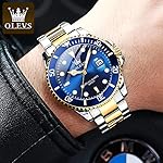 OLEVS Watches for Men with Date Luxury Big Face Waterproof Mens Wristwatch Analog Dress Two Tone Stainless Steel Man Watch Luminous Relojes De Hombre Calendar(Green/Blue/Black Dial - Image 2