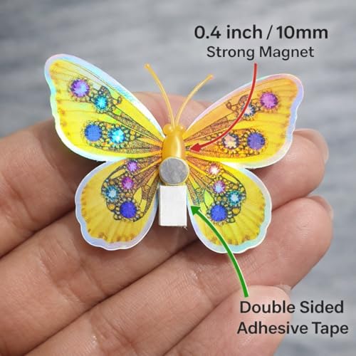 Image of Rangoli 3D Multicolor Butterfly Wall Stickers with Magnet | Removable Self Adhesive Wall Decor for Living Room, Bedroom, Kids Room | Wall & Iron Surface Decoration. Design-21