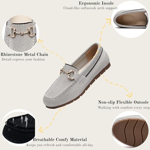 Image of Women's Knit Slip On Loafers - Breathable Mesh Flats with Memory Foam Insole & Arch Support, Non-Slip Comfortable Shoes for Work Office Commute, Driving, Casual Daily Walking (Wide Foot Friendly)