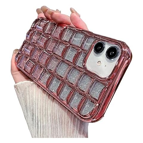 Fycyko Case for iPhone 13 Glitter Phone Case 3D Wave Lattice Luxury Plating Aesthetic Gradient Twinkle Bling Sparkly Cellphone Case Design for iPhone 13 Women Girl Men 6.1'' Cover