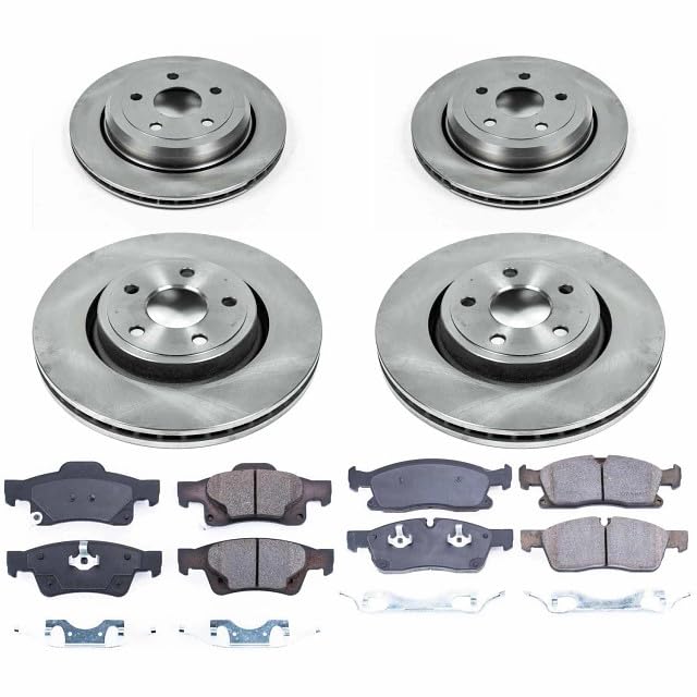 Image of PowerStop Front and Rear Brake Kit for Dodge Durango 2012-20 | Jeep Grand Cherokee 2013-15 - Z17 Ceramic Brake Pads & Disc Rotors Replacement, KOE6537