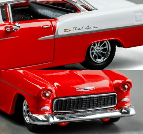 Image of Jada Majorette Collection - 1955 Chevy Bel Air 1:64 Die-Cast Model Car with Rubber Tires & Display Case, for Collectors & Adults