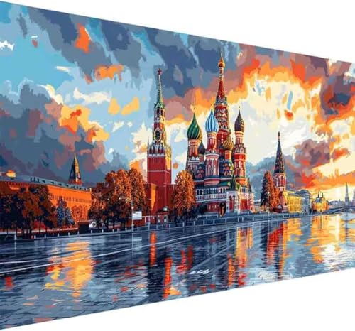 Diamond Painting Moscou Cathédrale Saint-Basile Kit Complet Adulte 5D Rond 70x140cm
