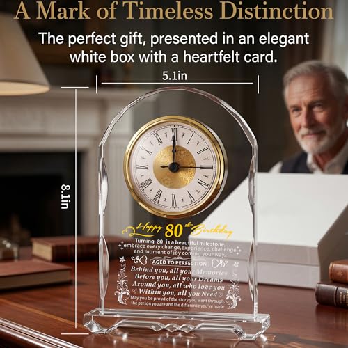 Ghtixsu 80th Birthday Gifts for Women, 80 Year Old Birthday Gifts Decorations Clock for Her, Meaningful Turining 80 Bday Gifts Idea for Women, Men, Friends, Mom, Dad, Sister by Ghtixsu - Used condition - Image 7