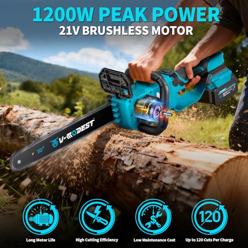 V-MODEST 21V Battery Powered Chainsaw 10 Inch Brushless Telescopic Chainsaw by V-MODEST - Used condition - Image 3