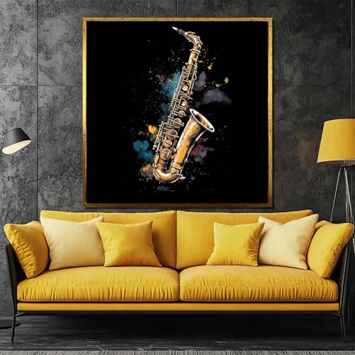 Impression de jazz tableau saxophone doré décoration murale de musique - 4