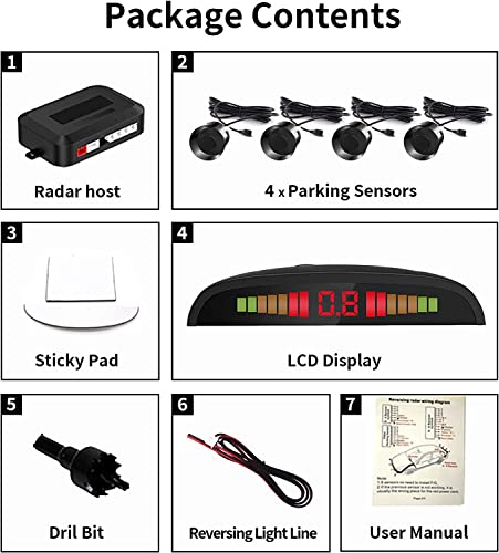 Image of AUTO SNAP Car Reverse Parking Sensor with LED Display Auto Radar Detectors Buzzer and Ultrasonic Reverse Parking Black