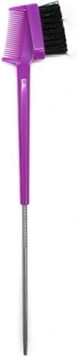MEGA So - Double-Sided Edge Control Brush with Rat Tail Comb, Eyebrow Styling Tool, Purple