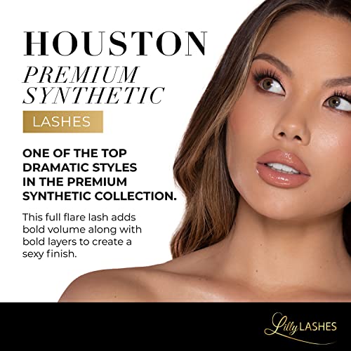 Lilly Lashes Premium Synthetic Lashes Houston | Fake Eyelashes Natural Look | Bold Full Bodied Look Max Volume Lash | False Lashes | Vegan Strip Lash | Reusable Up To 10 Wears | 17Mm #TOP1
