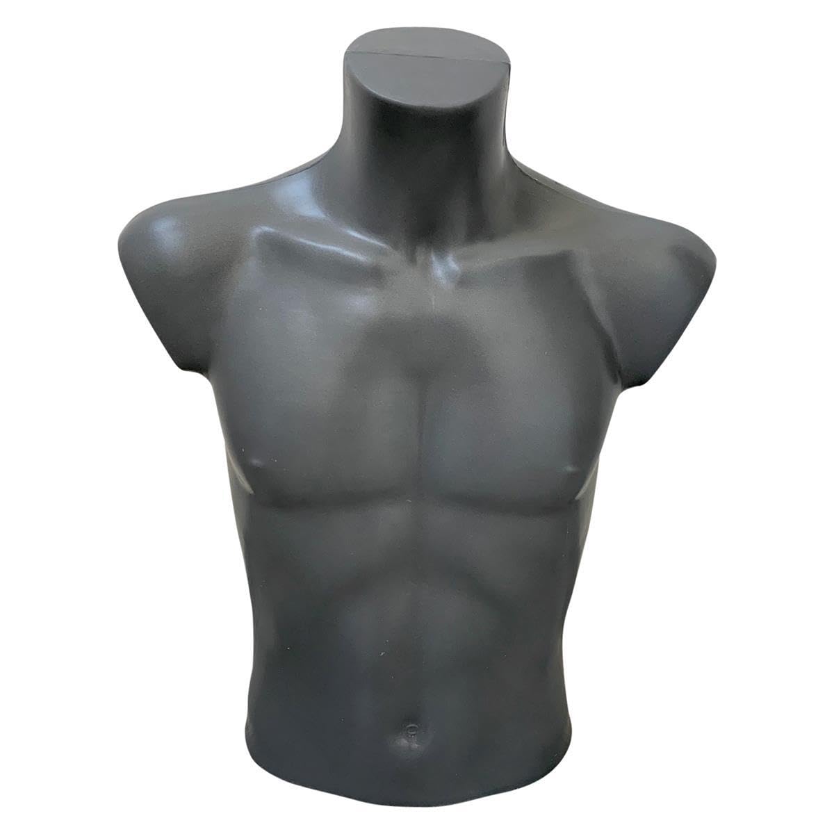 Basic Herrentorso 44/46, vollgeformt & bruchsicher, Modepuppe, Schaufensterfigur & Mannequin aus PE Kunststoff, selbststehend, ideal für Kleiderpräsentation & Dekoration, Grau