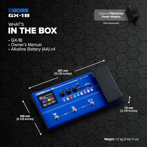 BOSS GX-1B | Ultra-Portable Bass Effects Processor | Packed with Iconic Amps & Effects | Premium AIRD Sound Engine | Ideal for Beginner Bassists | Bluetooth Connectivity | Flexible Power Options - Thumbnail 7