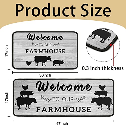 Farmhouse Style Kitchen Rugs Set 2 Pieces Non Skid Kitchen Floor Rugs And Mats Kitchen Runner Rug Comfort Soft Standing Area Mat For Kitchen Farmhouse Sink Decor 17"X47"+17"X30" #TOP2