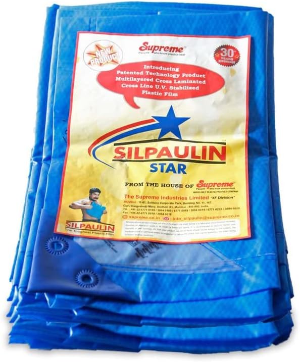 Protarp Silpaulin Tarpaulin Tirpal Tadpatri Tharpai Thadika Tent Tarp 120 GSM 100% Waterproof, 100% Virgin Polymer, Multilayered Cross Laminated, UV Stabilized (12ftx09ft)