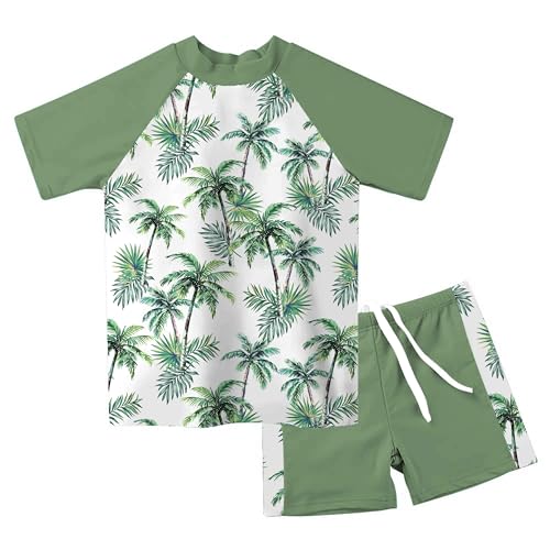 Image of Lovekider Girls Swimsuits Two Piece Rash Guard Set Short Sleeve Bathing Suit Liner Swimwear with Sun Protection 3-12T