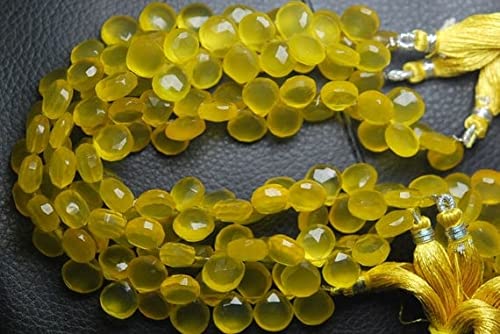 Chalcédoine jaune briolette cœur facettée 10mm pour bijoux d'exception