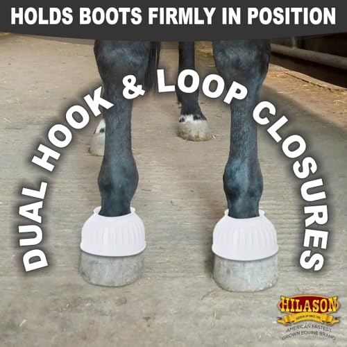 Image of HILASON Western Horse Rubber PVC Ribbed Double Hook and Loop Bell Boots Training Protective Shock Absorbing Leg