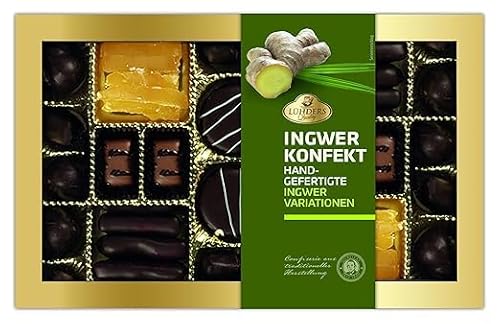 Lühders Ingwer-Konfekt – 250g – Ingwer Marzipan Pralinen – Edle Süßigkeit & Geschenkidee – inkl. Naschwerk® Sticker