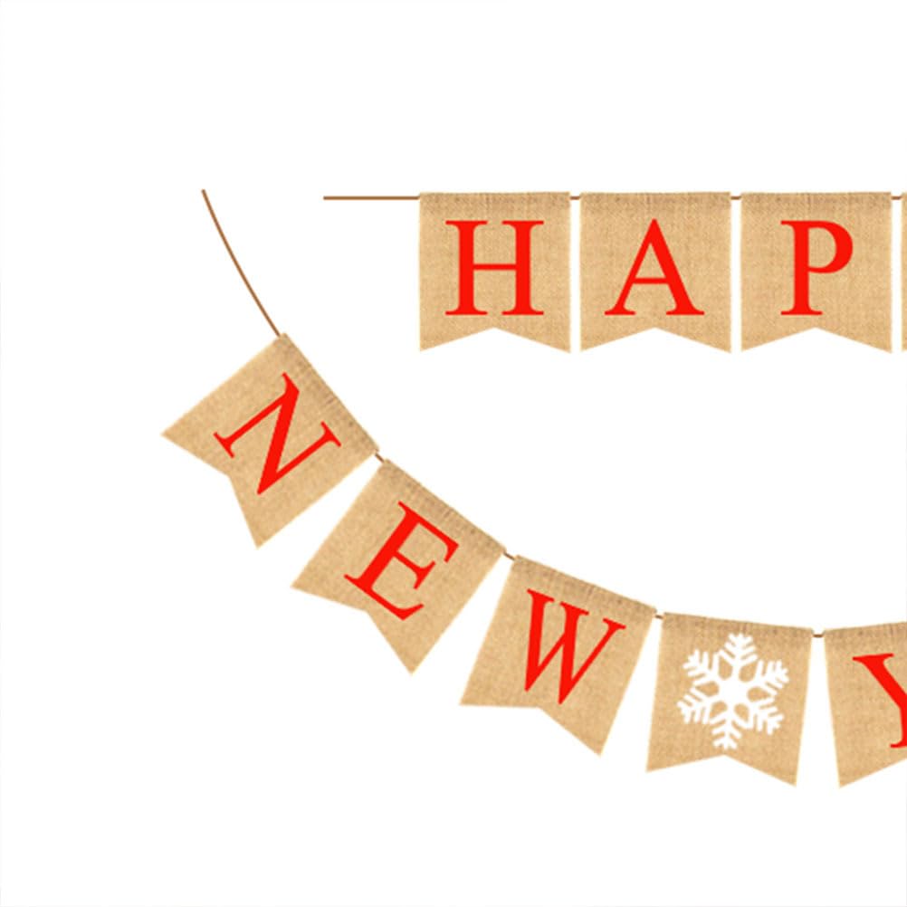 Amosfun 1 Set of Burlap Happy New Year Hanging Banner, 2026 New Year Party Photo Background - Image 4