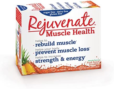 Rejuvenate Original Essential Amino Acid Drink Mix - Muscle Building & Repair Supplement - Energy & Strength Restoring - Immune Support Drink Powder Packets - 30 Servings - Fruit Punch