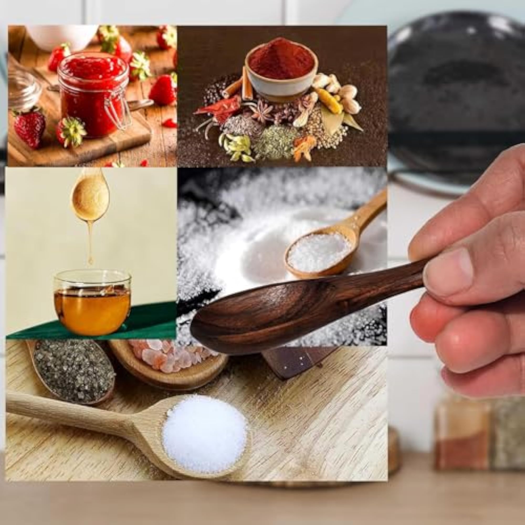 Handcrafted Wooden Measuring Spoons Set, 10 Pieces
