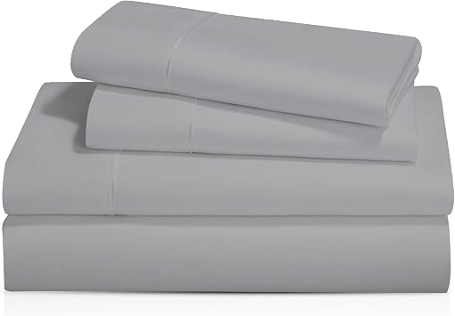 100% Grey Queen Cotton Sheets Set - Super Soft and Breathable 350 Thread Count Percale Weave Cotton - 4 PieceGrey Queen Size Sheet Sets