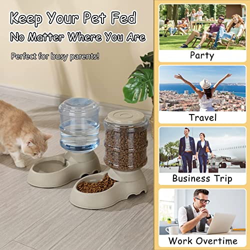 Automatic Dog Cat Feeder And Water Dispenser Set, Gravity Pet Feeding Station And Water Bowl Dispenser For Small Medium Large Pet Puppy Kitten Rabbit Bunny, 3.8L Large Capacity(Marble) #TOP5