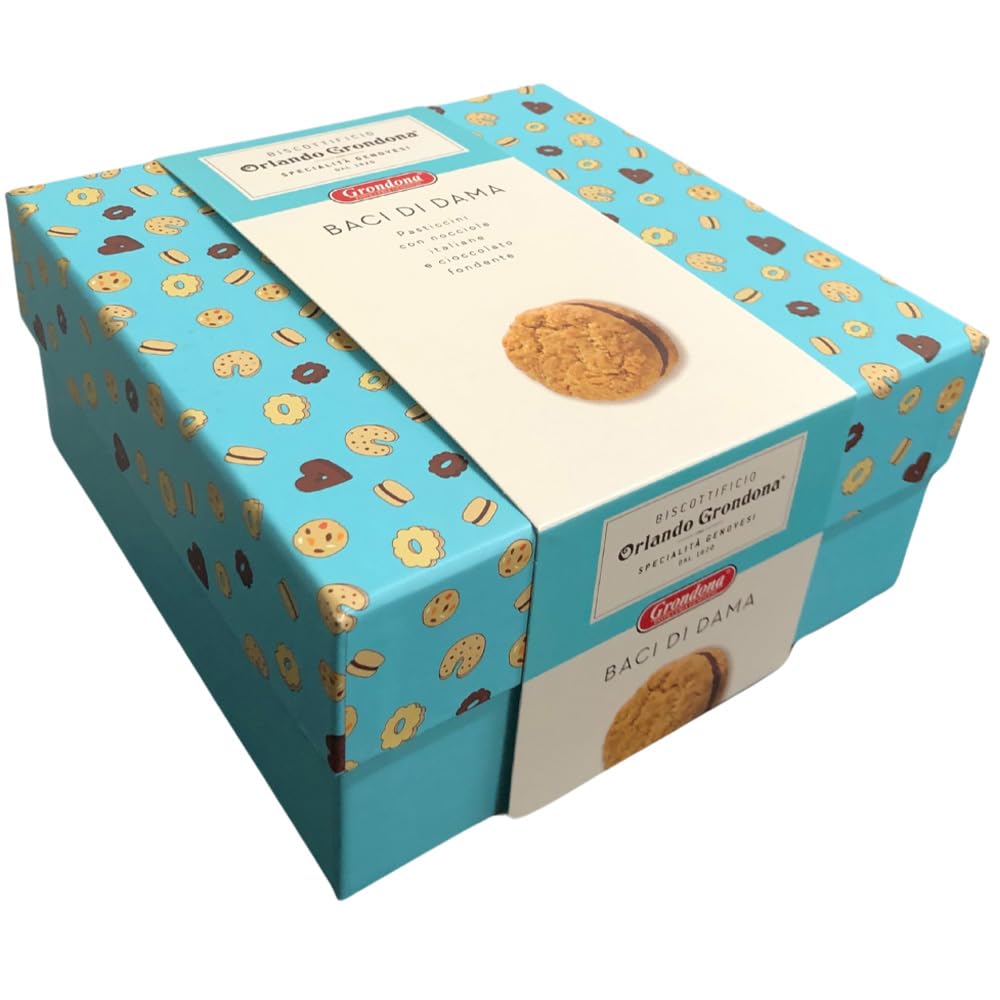 Grondona Baci Di Dama Pasticcini con Nocciole Italiane e Cioccolato Fondente Confezione Regalo da 360gr