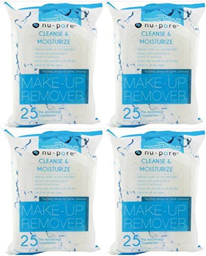 Makeup Remover Nu-Pore, Lot of 4/30 towelettes each, cleansing and moisturizing