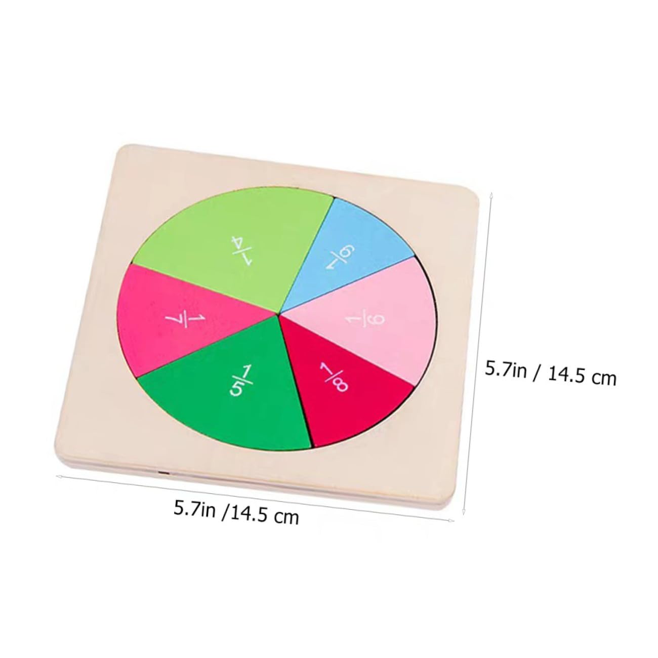 WOONEKY Juego Educativo de Madera en Forma de Disco para Aprender Fracciones, Tablero Didáctico Divertido para Estudiantes Visualización Clara