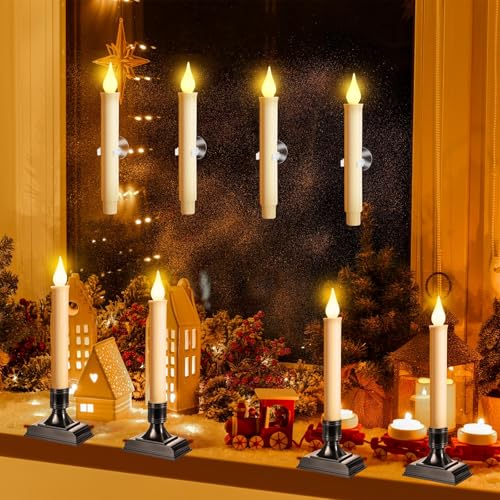 Velas de ventana LED sin llama Yungyan pack de 12 para Navidad 7