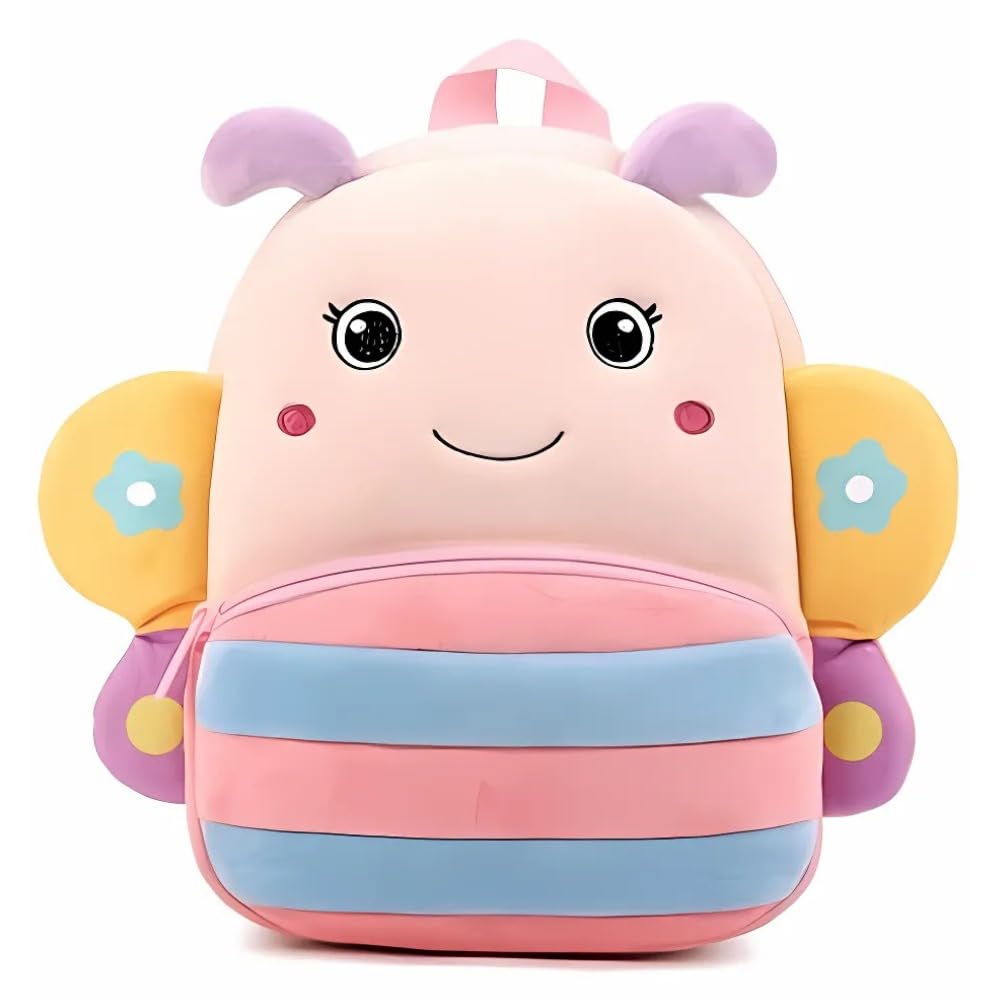 bagvilla Kids Bumble Bee Plush Backpack, 25.5 x 21 x 7.5 cm, Pink & Bule, Ages 2-8 Years, Adjustable Straps. School Bag for Boys & Girls (2-6 years)-picture-11