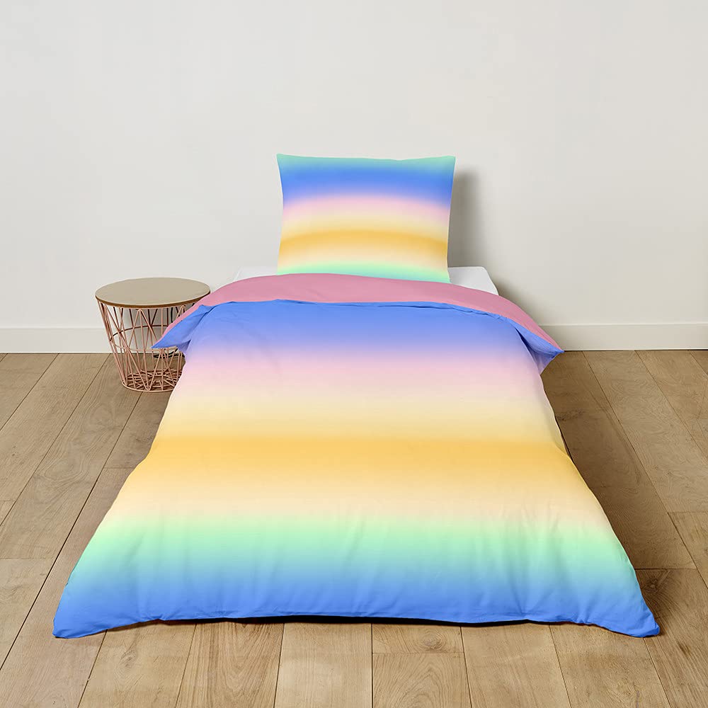 FANSU Children Baby Girls Boys Kids Duvet Cover Bedding Set 2 Piece, Nursery Easy Care Quilt Cover with zipper & Pillow Set for Toddler Cot Bed - Rainbow color (purple,120x150cm+40x60cm)
