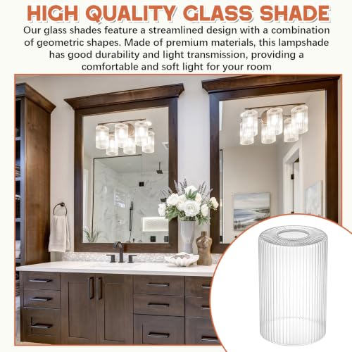 Image of Teenyyou 6 Pack Clear Ribbed Glass Lamp Shade 1-5 /8 inch (1.65 inch) Fitter