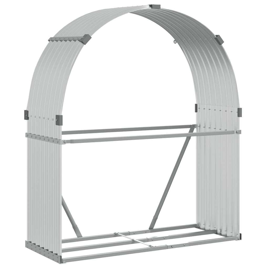 vidaXL Log Holder, Firewood Rack for Fireplace Storage Room, Log Store for Wood Burner Wrought, Wood Storage, Silver Galvanised Steel