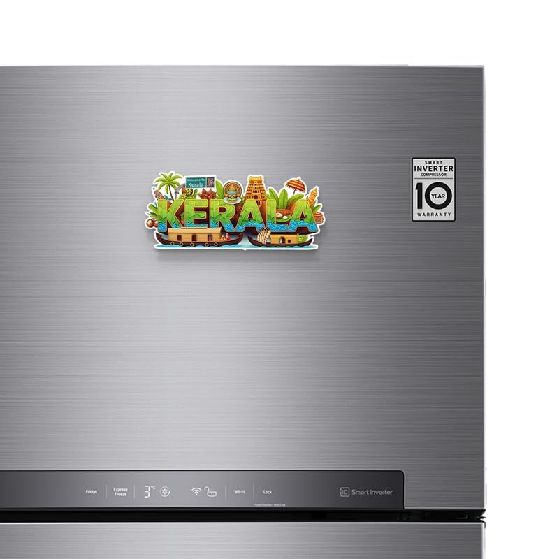 Image of Capio Art Kerala Fridge Magnet for Refrigerator | Kerala Tourism Decorative Magnet Sticker | Decorative Travel Memory Magnet for Fridge, Kitchen, Locker, Whiteboard, Office Decor & Metal Surfaces