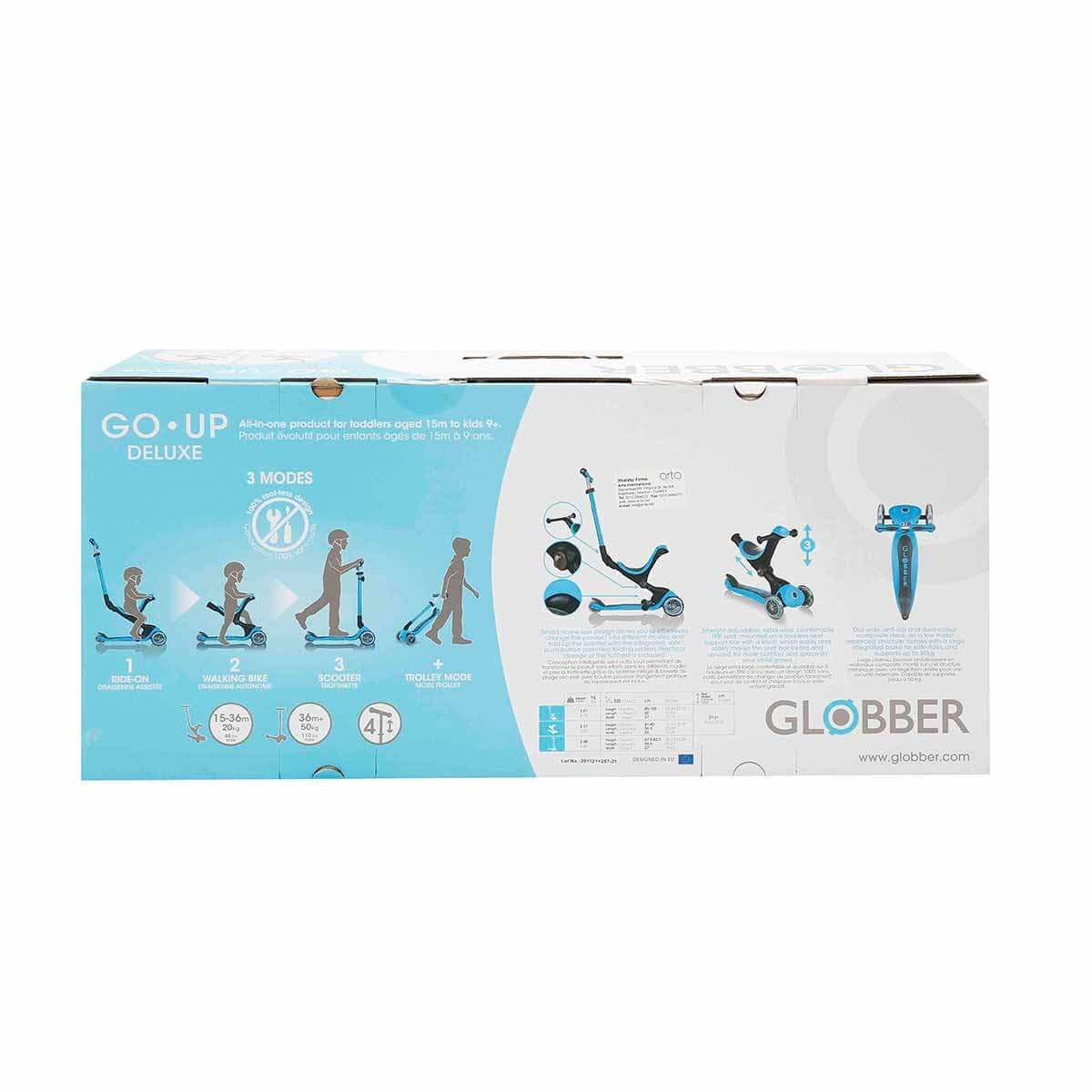 Globber Monopattino evolutivo 3 Ruote Modello Go Up Deluxe Pieghevole, scalabile Gioventù Unisex