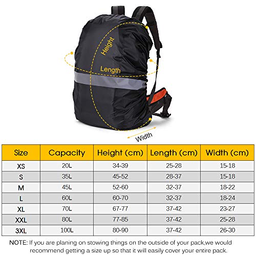 KKmoon Capa de mochila com faixa reflexiva feminina homem bolsa impermeável capa de chuva para cicli