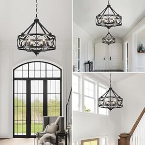 Black Chandeliers Dining Room Light Fixtures Farmhouse Rustic Industrial 6-Light Pendant Light Kitchen Island for Foyer Entryway Living Room Black Chandeliers Dining Room Light Fixtures Farmhouse Rustic Industrial 6 Light Pendant Light Kitchen Island for Foyer Entryway Living Room