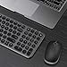 Wireless Keyboard and Mouse Combo, Jelly Comb 2.4G Slim Ergonomic Quiet Keyboard and Mouse with Round Keys for Windows, Laptop, PC, Notebook-Black and Gray