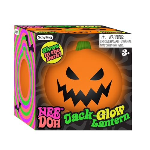 Schylling NeeDoh Jack Glow Lantern, knijpspeelgoed voor Halloween, verschillende motieven, voor kinderen van 3 tot volwassenen (1 stuk)