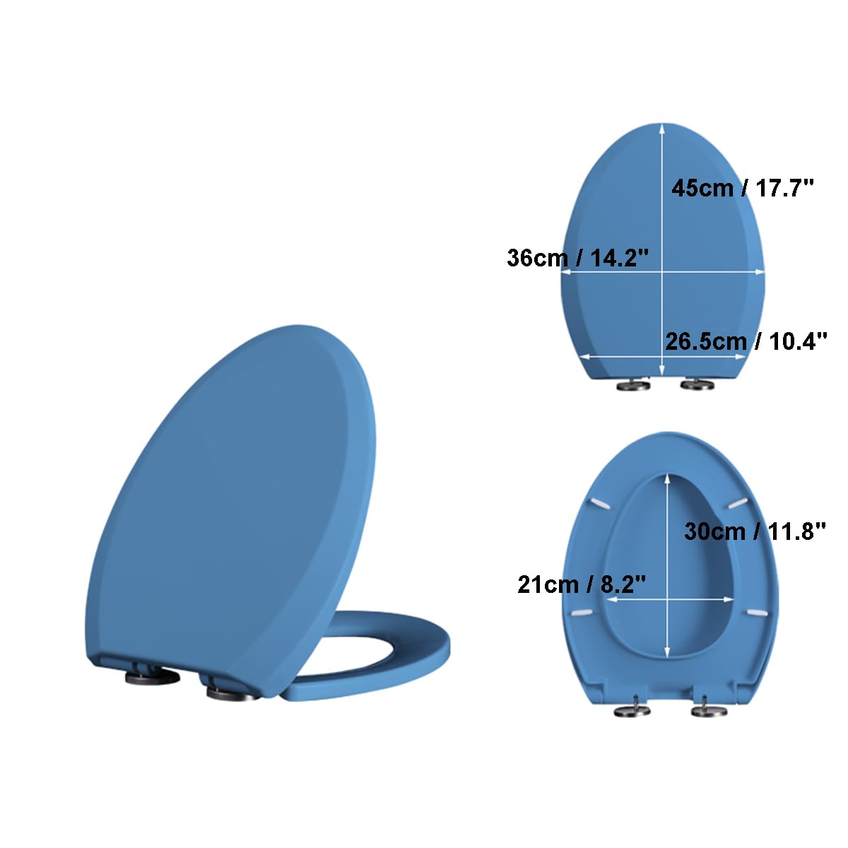 Tapa WC Universal Forma D, Cierre Automático Y Suave, Desmontable, Tapa WC Cierre Suave, Tapa WC Inodoro Liberación Rápida, Taza WC, Funda Tapa WC Universal,Azul