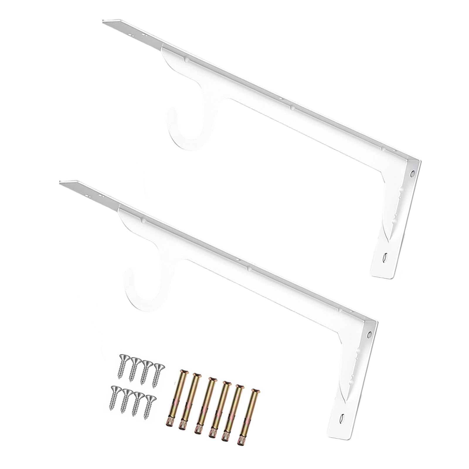 2pcs Reinforced Steel Closet Rod Supports with 200Lb Capacity Wall Hook Brackets for Organizing Wardrobes & Shelving Vertical Space Planner
