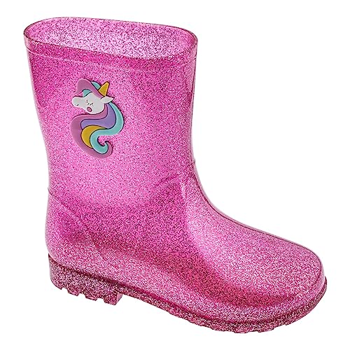 Bota Galocha Infantil Calçado Proteção Chuva Impermeável Coturno Arco-Íris Baby (Maxi Glitter Rosa,