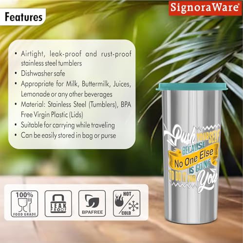 Image of SignoraWare Jumbo Stainless Steel Tumbler | Airtight & Leakproof | Durable & Eco-Friendly | Ideal for Office, Gym, Travel & Daily Use | Great for Outdoor Activities (500ml | Green)