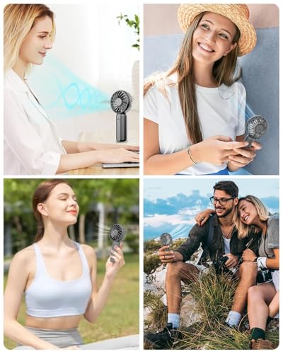 Image of TEKCOOL Portable Mini Fan - Rechargeable Hand Fan with 3 Adjustable Speeds, 2000mAh Battery, Lightweight Design, Low Noise, and Easy Portability for Indoor and Outdoor Use (Grey)