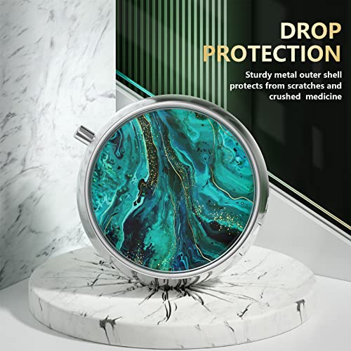 Image of Nipichsha Pill Box, Small Pill Case for Purse & Pocket, Cute Travel Medicine Organizer, Portable Medicine Container Holder to Hold Vitamins, Medication, Fish Oil & Supplement, Ocean Marble | Cute Travel Medicine Organizer, Portable Medicine Container Holder to Hold Vitamins, Medication, Fish Oil & Supplement