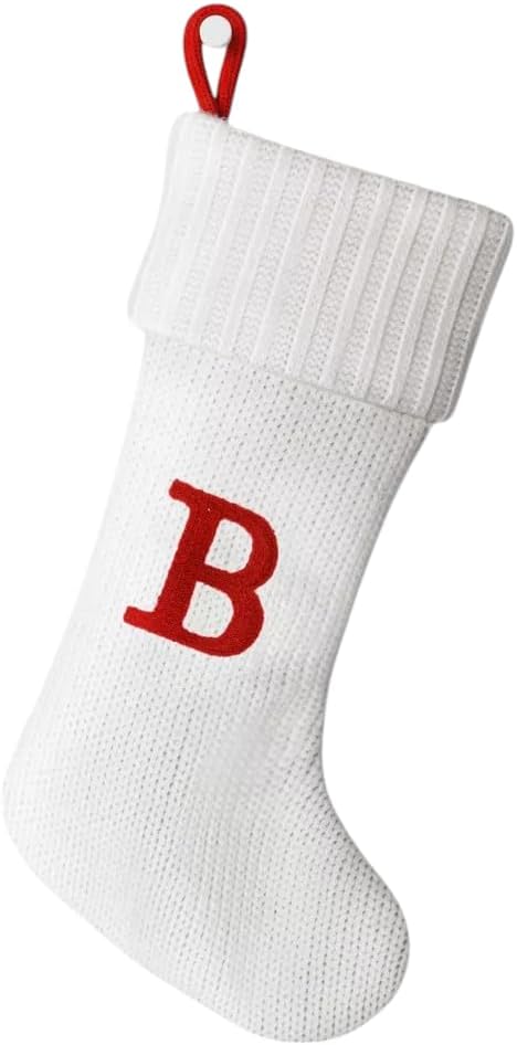 Wondershop Target Christmas Knit Winter White Stocking Monogram Letter B Measures 19"
