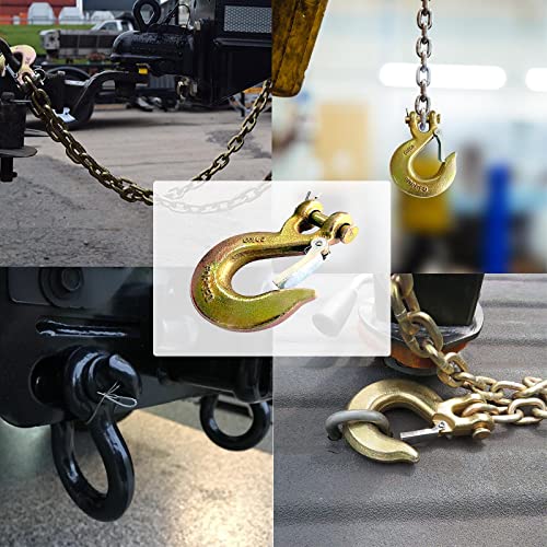 3/8" Clevis Slip Hook, 4 Pack Forged G70 Steel Clevis Hook with Safety Latch for Deck Hauler Receiver Hitches Trailer Wiring, Chain Hooks Solid Clevis Grab Hooks for Trailer(18,000lbs Capacity) by V-chen - Image 5